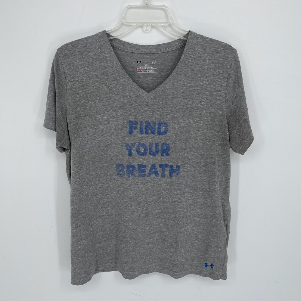 Under Armour Women's Gray Find Your Breath HeatGear Loose V-Neck T-Shirt Size L
